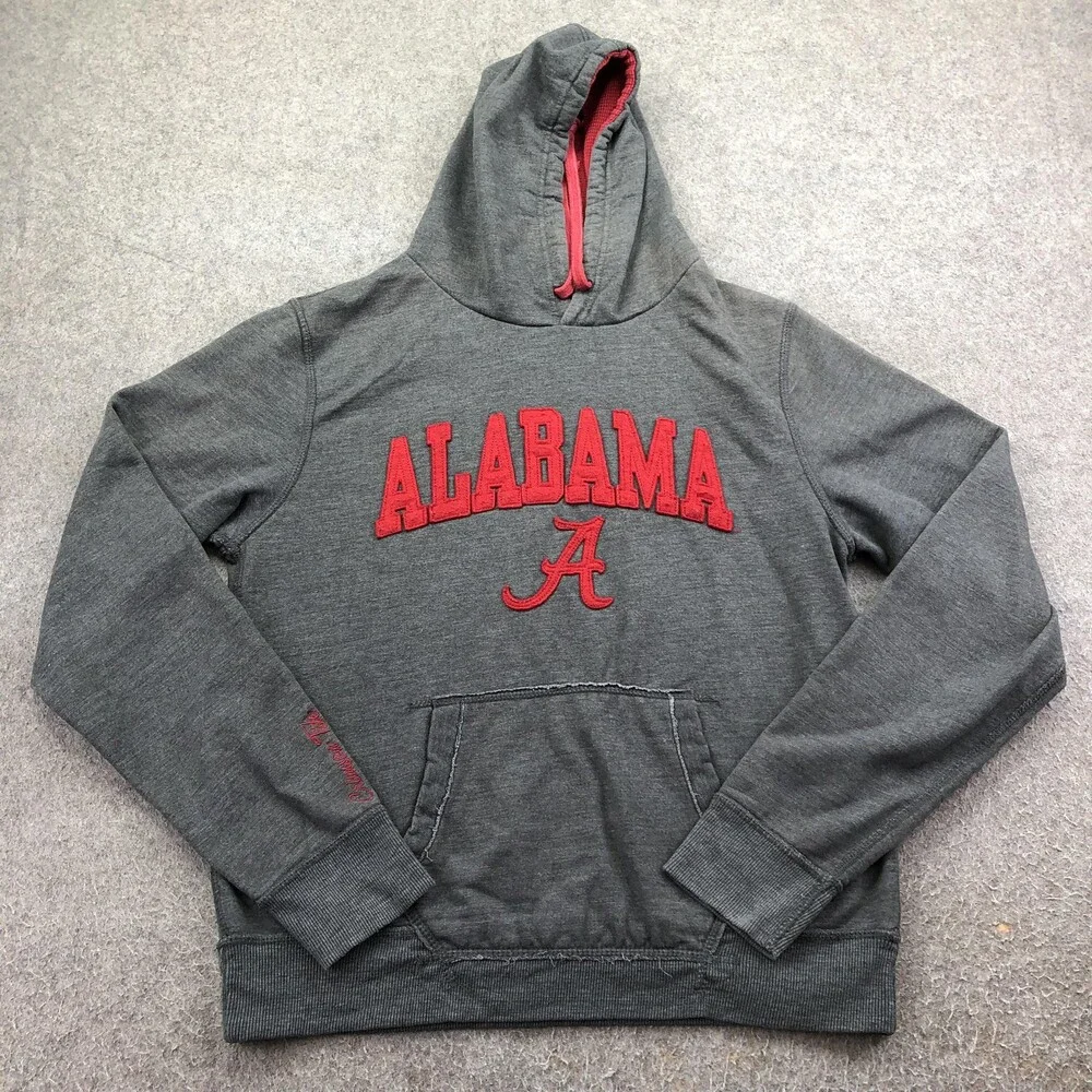 Alabama Crimson Tide Hoodie Womens L Gray NCAA Football Pressbox Sweatshirt
